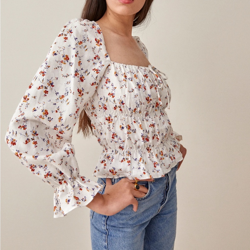 Reformation Pimento Linen Top size M
